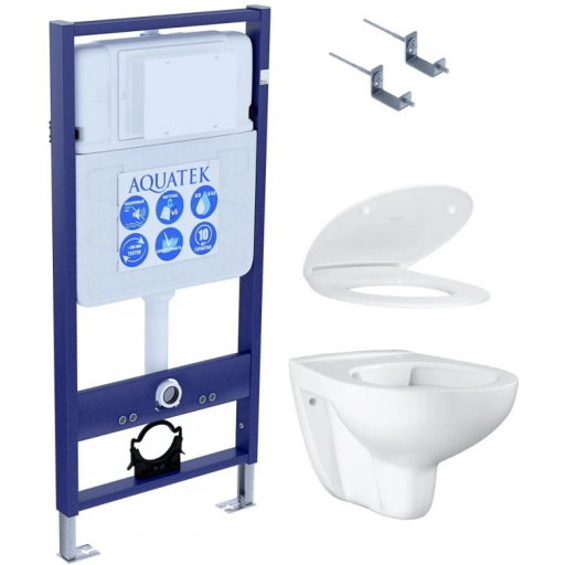 Комплект инсталляции AQUATEK Standart с подвесным унитазом GROHE Bau Ceramic с сиденьем